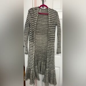 Free People Gray and White Striped Cardigan